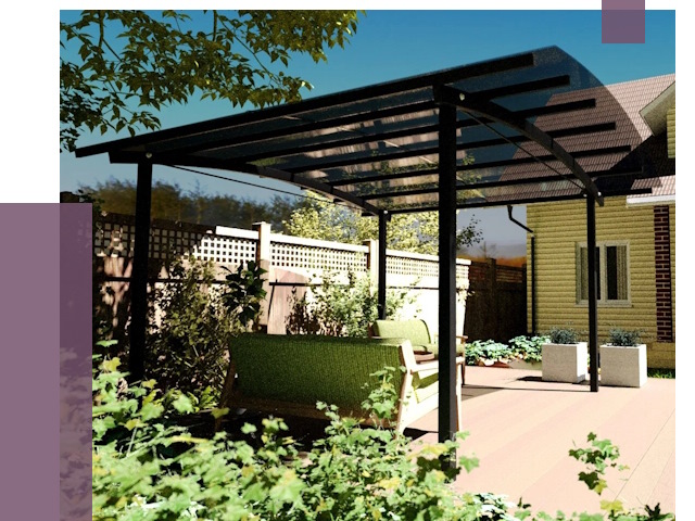 Навесы для террасы в Курчатове от 12990 руб. под ключ | ПРОЛЁТ-Крч