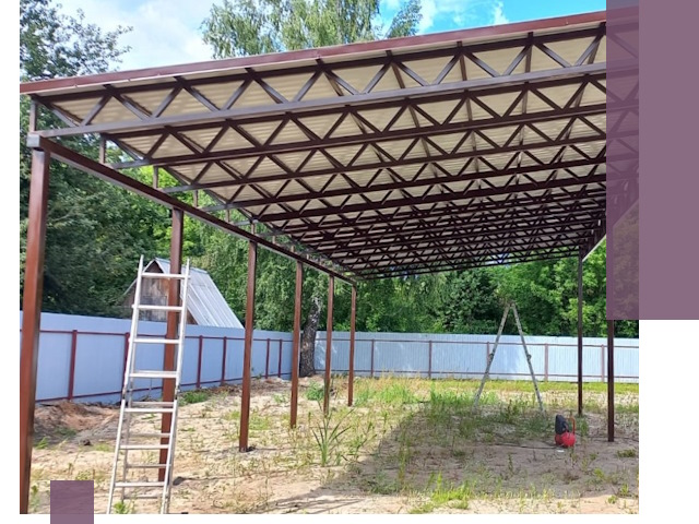 Односкатные навесы под ключ в Курчатове — изготовление и монтаж