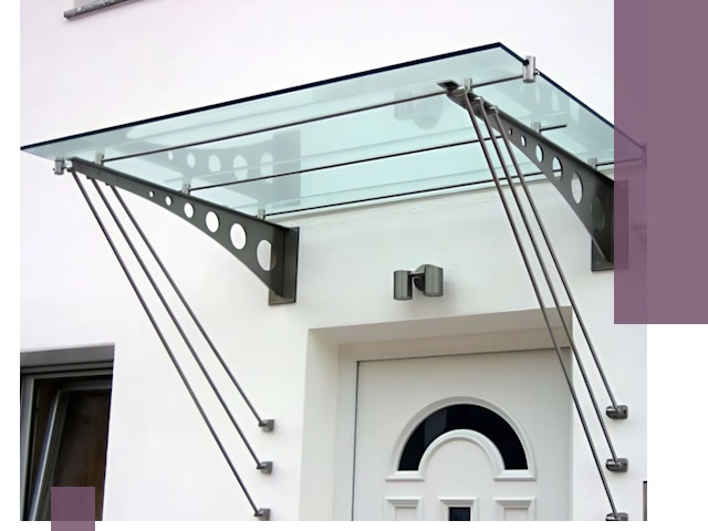 Козырьки над входом под ключ в Курчатове — изготовление и монтаж